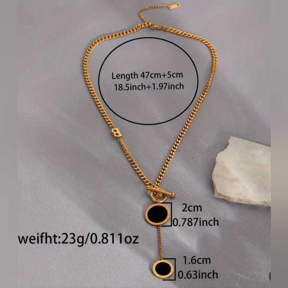 Stainless Steel Roman Numeral Pendant Necklace - Durable, Water-Resistant - Picture 3 of 4